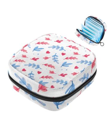 Portable women's binding-up bags menstrual cup bags for women for teenage girls tampons for the first period watercolor leaves multi-colored 02