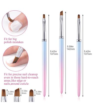 ANCIRS 3 Pack Nail Cleaning Brushes - Round, Flat, Angled Head - Acetone Resistant for Nail Art, Cuticle Remover, Manicure Clean Up - 8mm, 8mm, 7.5mm - Buy Online on GoSupps.com