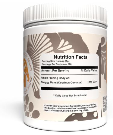 Coprinus Comatus - Shaggy Mane Mushroom Powder - Premium 100% Whole Fruiting Body - Supports General Wellness & Daily Vitality - Natural Mushroom Supplement Vegan No Fillers - 8oz Jar - Buy Online on GoSupps.com