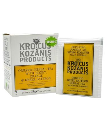 Honey & Orange Herbal Tea Bags with Greek Saffron | Luxury Herbal Tea | Energizing Premium Quality Boost Tea | Ethically Sourced Immunity Tea | Caffeine & Gluten free | 10 Tea Bags | Krocus Kozanis - Buy Online on GoSupps.com