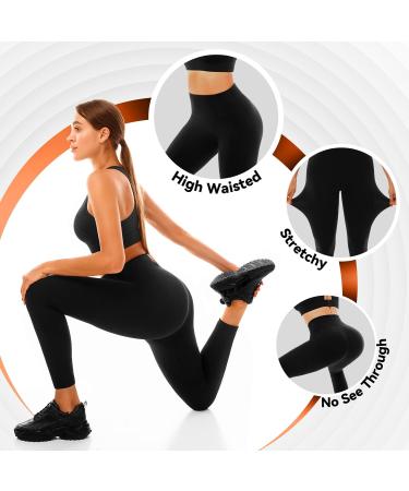 Walifrey Pack of 3 High Waist Opaque Sports Leggings for Women - Black Gym Leggings Size SM - Buy Online on GoSupps.com
