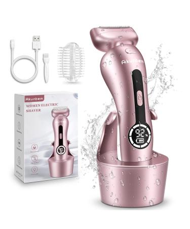 Electric Razor for Women for Legs Bikini Trimmer Electric Shaver for Women Underarm Public Hairs Rechargeable Womens Shaver Wet Dry Use Painless Cordless with Detachable Head (Pinkish)