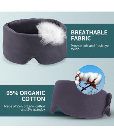 Handmade Cotton Eye Sleep Mask - Blackout, Comfortable & Breathable - Large Size, Adjustable - Grey - Buy Online on GoSupps.com