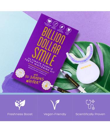 Billion Dollar Smile LED Teeth Whitening Kit - Peroxide-Free Ultimate Purple Pap Solution | Fast Results - Up to 10 Shades Lighter | Top Up Gel 3X 3ml - Buy Online on GoSupps.com
