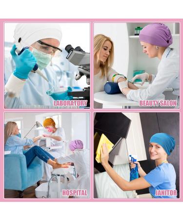 Geyoga 10 Pcs Soft Bouffant Caps with Buttons - Stretchy Gourd-Shape Turbans in Bright Colors - Buy Online on GoSupps.com