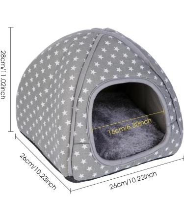 Hioph Guinea Pig Bed House Cozy Hamster Rabbit Bed with Removable Pad Warm Sleeping House Samll Animal Hideout for Guinea Pig Hamster Rabbit Hedgehog Chinchilla(Gray Star Pattern) - Buy Online on GoSupps.com