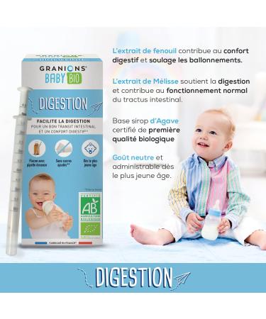 Granions Baby Bio Digestion - Certified Organic - Facilitates Digestion - Comfort - Fennel + Orange Blossom + Chamomile - Fro - Buy Online on GoSupps.com