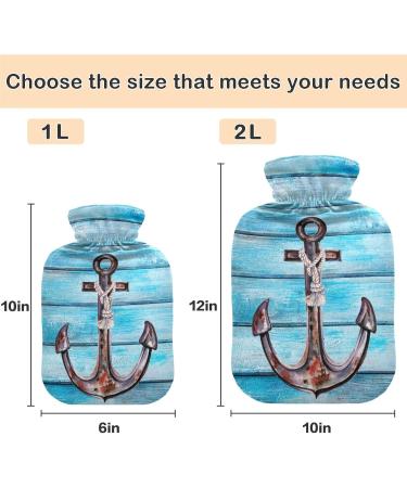 NAANLE Watercolor Heat Bottle - 2L Wooden Hot Water Bottle with Anchor for Pain Relief & Therapy | Large Warm-Up Bag for Bed Hands & Feet - Buy Online on GoSupps.com