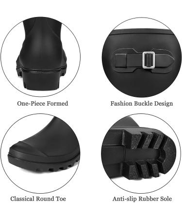 DKSUKO Women's Tall Waterproof Rubber Rain Boots - Size 9 Matte Black - Buy Online on GoSupps.com