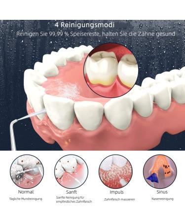 Geediar Oral Shower Test Winner | Water Flosser with 5 Nozzles & 4 Modes | Wireless Tooth Cleaner for Ultimate Oral Care - Buy Online on GoSupps.com