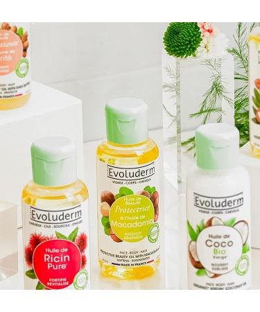 EVOLUDERM - Beauty Oil with Macadamia Oil - Vegetable Oil - Face Body Hair - 100 ml - 99.8% Natural Origin - Vegan - Made in France - Buy Online on GoSupps.com