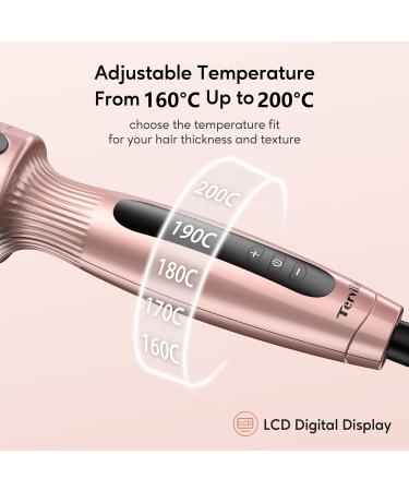 Terviiix 38MM Ceramic Tourmaline Ionic Curling Iron Brush - Volumizing Hot Brush for Root Volume & Loose Curls - Digital Display, 5 Temperatures, Dual Voltage - Rose Gold - Buy Online on GoSupps.com