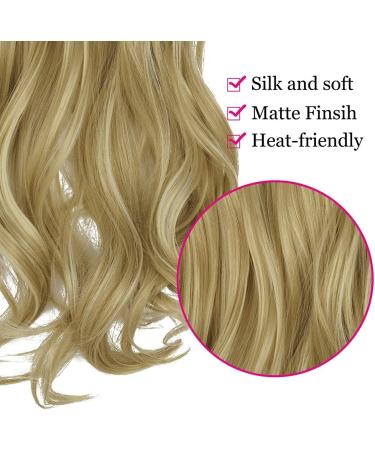 OMGREAT 18 Inch Curly Wavy Halo Hair Extensions - Invisible Wire Ash Blonde Mix Bleach Blonde - Buy Online on GoSupps.com