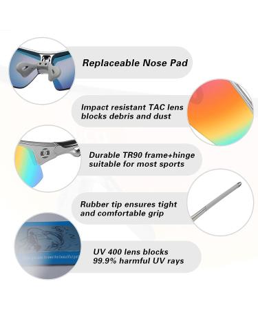 DUCO Polarized Sports Cycling Sunglasses for Men | 5 Interchangeable Lenses | Running, Golf, Fishing, Hiking | Gunmetal - Buy Online on GoSupps.com