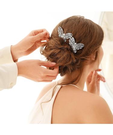 24-Piece Butterfly Crystal Pearl Hair Pin Set | Silver Bridal Hair Clips for Women | Wedding Bride Headwear Accessories - Buy Online on GoSupps.com