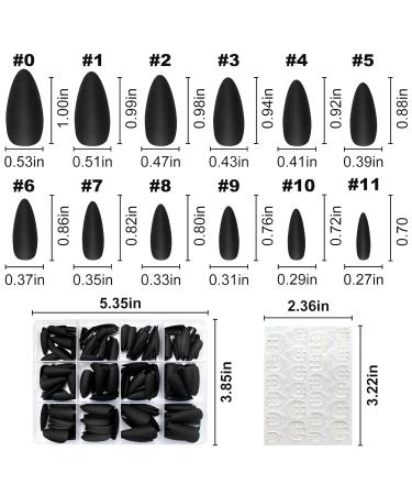 240PC Almond Press On Nails - Medium Length Black Matte Stiletto False Nail Tips with Glue - Stylish Artificial Fingernails for Women - Buy Online on GoSupps.com