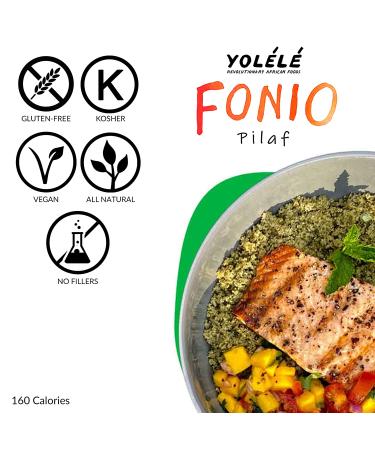 Yoll Fonio Grain Pilaf Mix - Organic African Supergrain 2-Pack with Moringa and Spinach - Gluten-Free, Non-GMO, Vegan Superfood - Buy Online on GoSupps.com