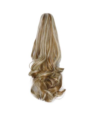 Parxitn Ponytail Extension 40cm - Clip-in Synthetic Hair Camel Brown Mix with Bleaching Blonde 16 Inch Claw Braid - Buy Online on GoSupps.com