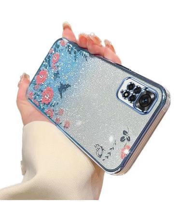 Tivenfezk nadoli glitter diamond case for xiaomi redmi note 11s sparkle flower butterfly cell phone case soft slope cover frame glossy silicone rhinea