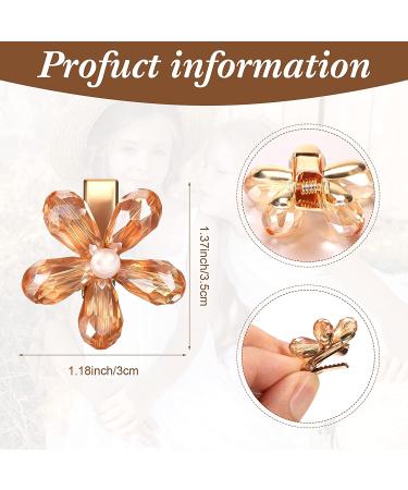 14-Piece Flower Crystal Hair Clips Set - Small Pearl Alligator Hairpins for Women and Girls in 7 Stylish Colors - Buy Online on GoSupps.com