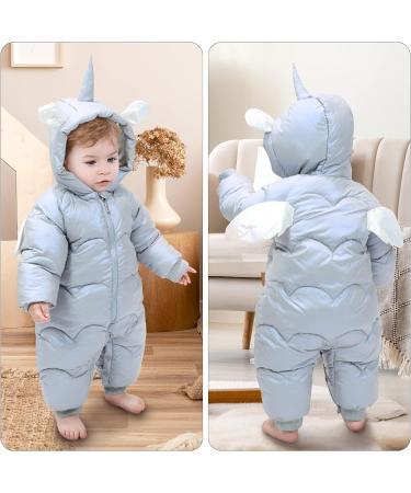 Baby Winter Hooded Snowsuit Jumpsuit | Fleece Jacket Coat for Toddler Boys Girls (3-6 Months) - Grey - Buy Online on GoSupps.com