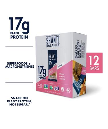 SHANTI BALANCE Mango Cashew Turmeric Bars - 17G Plant Protein, Organic, Gluten-Free, Superfood | 12 Count for Immunity & Performance - Buy Online on GoSupps.com