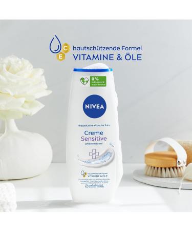 NIVEA Sensitive Shower Cream (250ml) pH Neutral with Chamomile Extract Moisturising Cream for Sensitive Soap-Free Skin - Buy Online on GoSupps.com