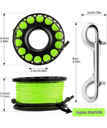 Aluminum Alloy Scuba Diving Reel with 30m High Visibility Line - Ideal for Wreck Cave Exploration | Fluorescent Green - Buy Online on GoSupps.com