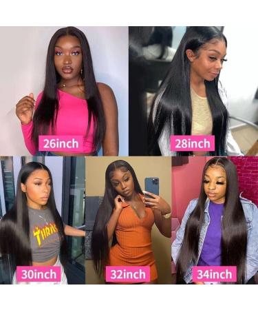 Maxine 34 Inch Human Hair Lace Front Wig | HD Transparent 13x6 Frontal | Brazilian Straight Wave | Glueless Pre Plucked with Baby Hair | 180% Density - Buy Online on GoSupps.com
