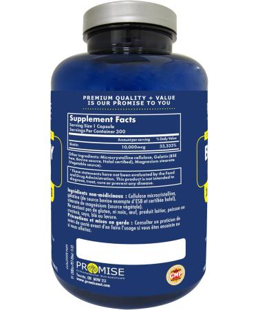 Promise Beauty Biotin High Potency Capsules 300 Capsules 10 000 mcg - Vitamin B7 for Rapid Hair Growth Support and Healthy Metabolism- Soft Skin and Strong Nails- Made In Canada 1 count (Pack of 300) - Buy Online on GoSupps.com