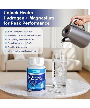 Natprime Hydrogen Water Tablets - H2 Molecular Hydrogen Tablets for Drinking Water with Magnesium 12 PPM Mineral Supplements for Mental Clarity Cognitive Function & Energy - 90 Counts - Buy Online on GoSupps.com