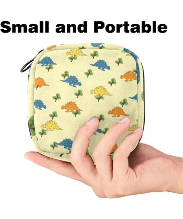 Cartoon Dinosaur Menstruation Pad Bag with Zipper | Womens Napkin & Tampon Storage | Stylish Collection Bag for Girls - Color 5 - Buy Online on GoSupps.com