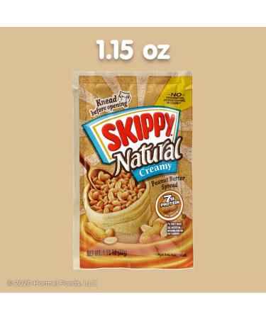 SKIPPY Natural Creamy Peanut Butter Spread Individual Squeeze Packs 1.15oz - Pack of 64 - Buy Online on GoSupps.com