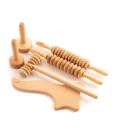 tuuli Accessories Maderotherapy Wood Set Massager Swedish Cup Massage Roller Cellulite Lymphatic Drainage Device