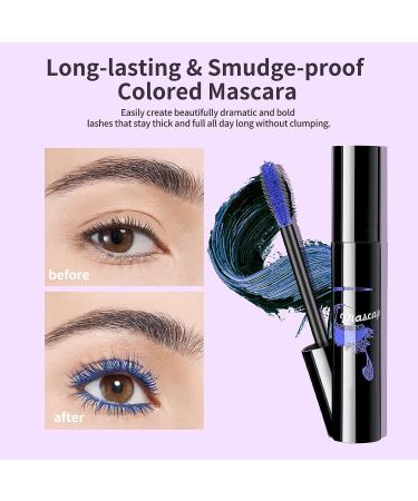 Boobeen Colored Volume Mascara - 4D Silk Fiber Lash Mascara for Lengthening and Volumizing, Blue - Long Lasting Eye Makeup for Women - Buy Online on GoSupps.com