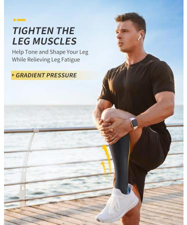 Cambivo Compression Stockings for Men & Women 2 Pairs of Compression Socks for Running Sports Travel & Cycling - L-XL Black & Blue - Buy Online on GoSupps.com