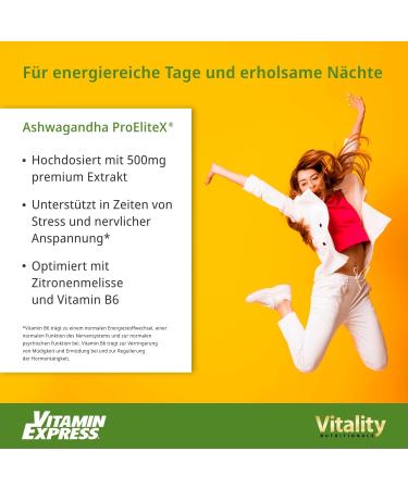 Ashwagandha Highly Dosed Vegan Ashwagandha Complex with Vitamin B6 & Lemon Balm Capsules (60 Count) - Buy Online on GoSupps.com