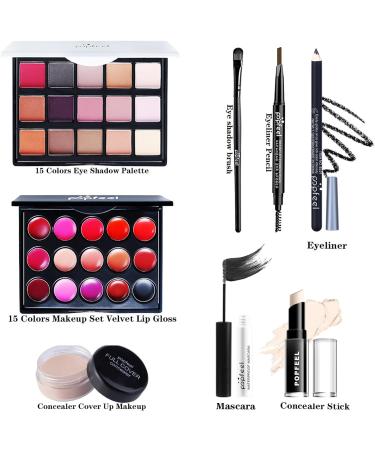 Rose Flower Makeup Kit for Women - All in One Gift Set with Lipgloss, Eyeshadow Palette, Concealer, Mascara, Eyeliner, and Brushes - Perfect for Women and Teen Girls - 108 Pieces - Buy Online on GoSupps.com