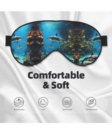 3D Underwater World Fish Dolphi Print Double-Sided Eye Mask Soft and Light Blocking for Enhancing Sleep Quality - Buy Online on GoSupps.com