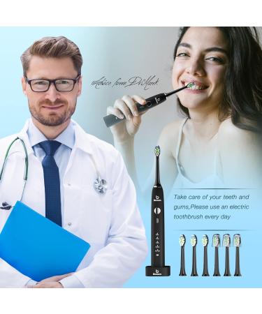 Electric Toothbrush for Adults with 6 Brush Heads | IPX8 Waterproof, 3 Intensity 5 Modes, 2-Minute Smart Timer | Sonic Toothbrush for 90 Days | Includes Travel Case - Buy Online on GoSupps.com