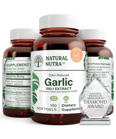 Natural Nutra Odorless Garlic Oil Supplement Organic Pills for Boost Heart Health & Skin Health Enhance Immune System Reduce Cyclical Issue Maintain Body Fat Oil Allium Sativum 500mg 100 Softgels