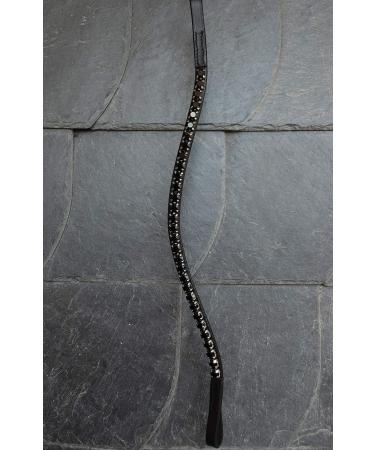 Happiness Hinge Forehead Strap Horse Swing 'Black Beauty' - Hand-Sewn with Large Glitter Stones in Matte Black | KB Leather - Buy Online on GoSupps.com