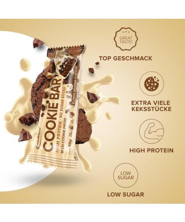 Ironmaxx Cookie Bar - Blondie Brownie Flavor | 12x45g Protein Bar | Palm Oil-Free & Low Sugar Delight | Delicious Biscuit Pieces - Buy Online on GoSupps.com