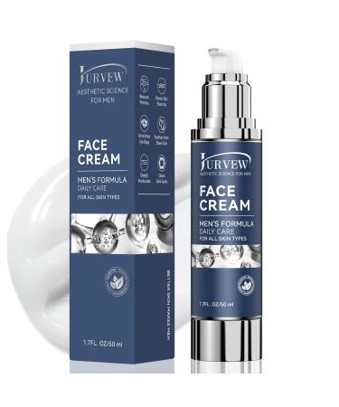 JURVEW 6-in-1 Face Cream for Men - Anti-Aging Moisturizer with Hyaluronic Acid & Niacinamide Reduces Wrinkles Dark Spots Under Eye Bags For Dry Skin Daily Hydrating Face & Eye Treatment (1.7Oz)