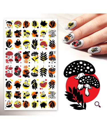 Nail Stickers Decals (5 Sheets) Bright Jolly Mushrooms FLONZNAIL Nail D cor