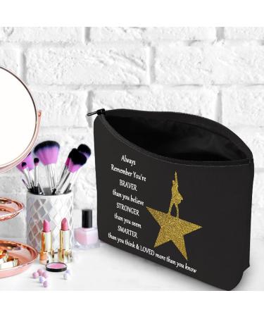 Shop WZMPA Music-Themed Cosmetic Bag - Perfect Gift for Music Fans | Zippered Make-Up Bag - 'You Are Braver Stronger Smarter Than You Think' - Always Hamilton - Buy Online on GoSupps.com