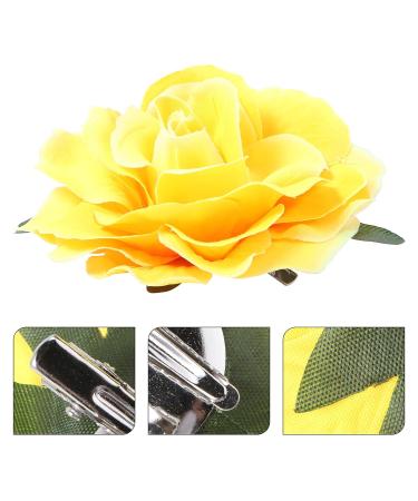 Frcolor Big Yellow Rose Hairpin & Brooch for Women Party - Artificial Flower Clips - Buy Online on GoSupps.com