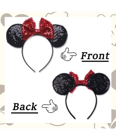 Shiny Sequin Mouse Ears Headband for Women, Girls & Kids - Black Red Glitter Hair Accessories for Princess Parties, Cosplay & Holidays - Cute 1 Pc - Buy Online on GoSupps.com