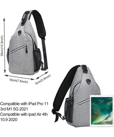 MOSISO Breast Pocket Sling Bag | Multipurpose Crossbody Shoulder Backpack for Men & Women - Gray Travel & Hiking Daypack - Buy Online on GoSupps.com