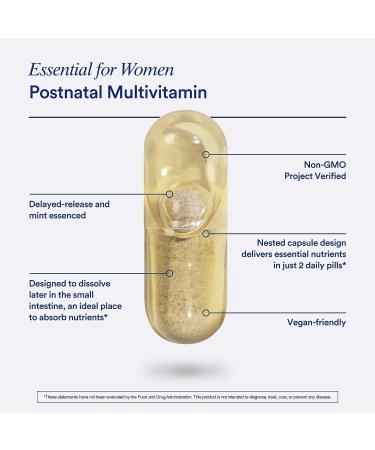 Ritual Postpartum Essentials Multivitamin - Postnatal Vitamin with Omega-3 DHA & Choline for Lactation Support | Vitamin A, C, D3, Zinc, B12, Iodine, Biotin | Mint Essenced - Buy Online on GoSupps.com